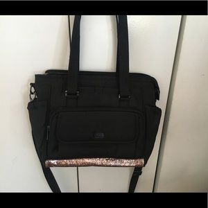 Lug Black RoseGold Satchel Crossbody Purse Handbag